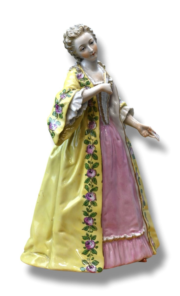 Polychrome Porcelain Figure Inspired By The Countess Du Barry - France 19th Century-photo-3
